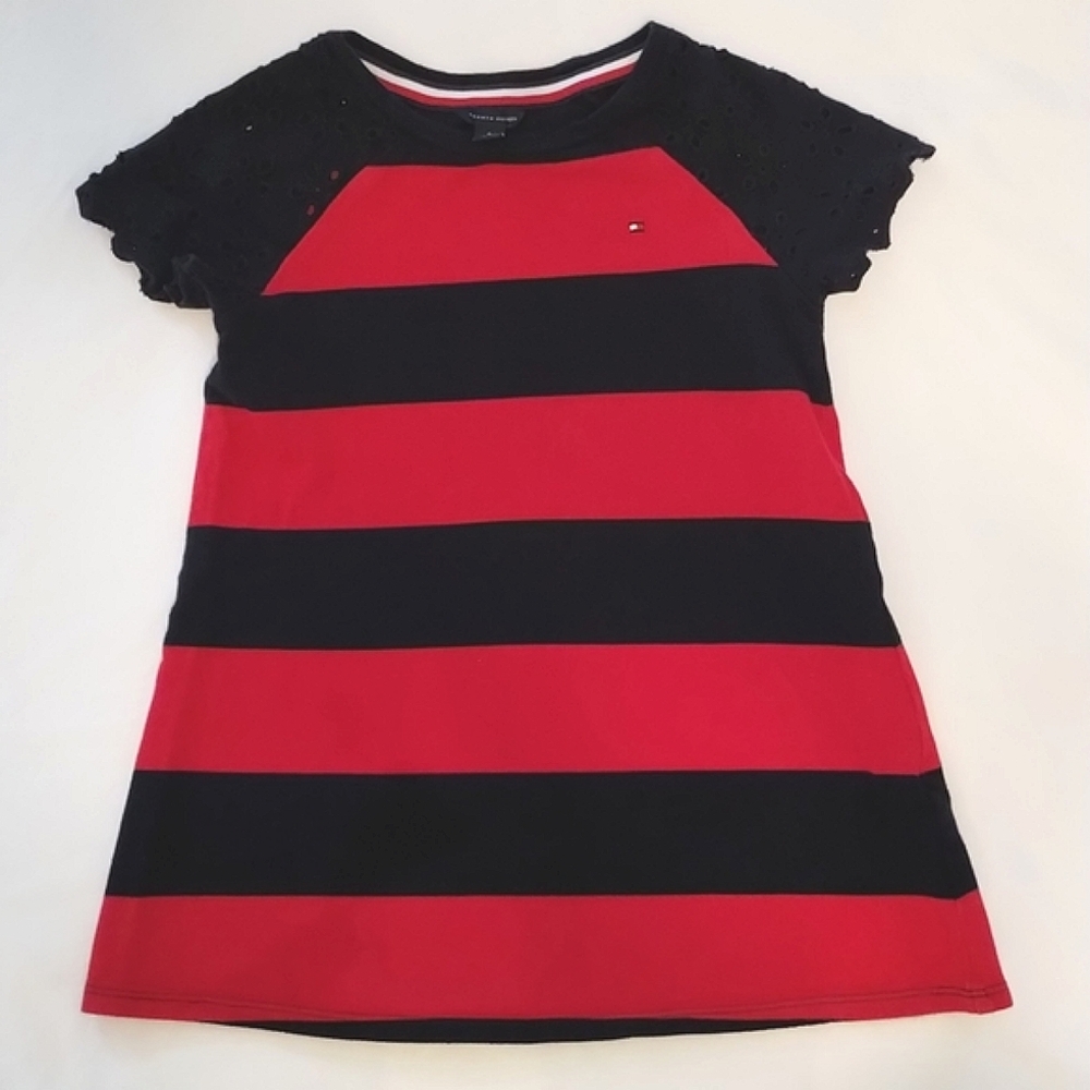 Tommy Hilfiger girls dress size 6 Navy Blue and Red